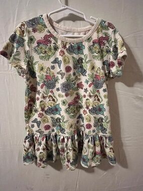 Disney Princess Floral Tee Dress - White with Pastel Accents